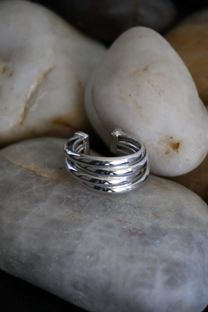 Anillo plata abierto cuatro argollas