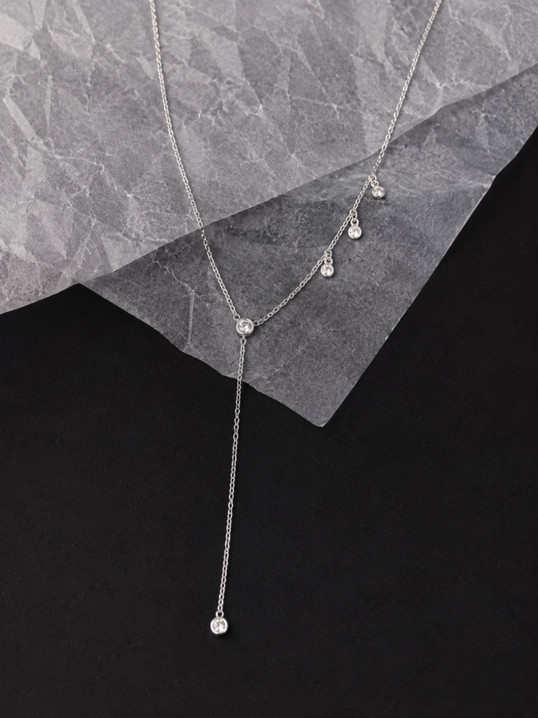 Collar Plata 3 Circones Laterales y 1 en Punta