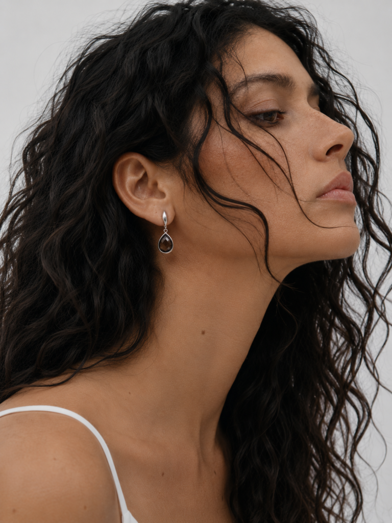 Aros Oro Blanco/Topacio Fume