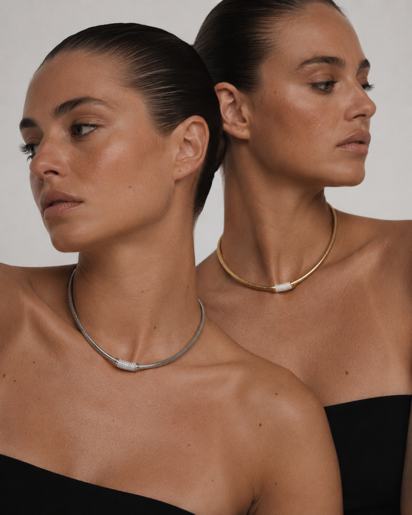 Collar Plata Rigido Rectangulo Circones