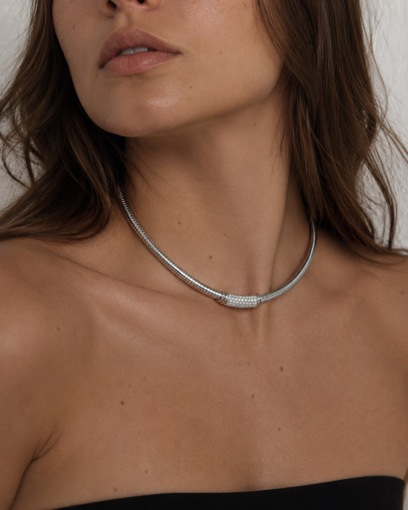 Collar Plata Rigido Rectangulo Circones
