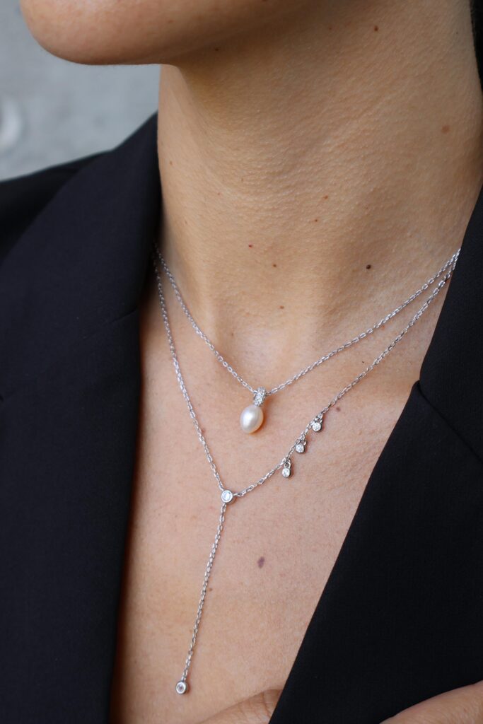 Collar Plata Perla/Valier con Circones