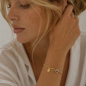 Pulsera/Esclava Plata Baño Amarillo Rigida Tope redondo Circones