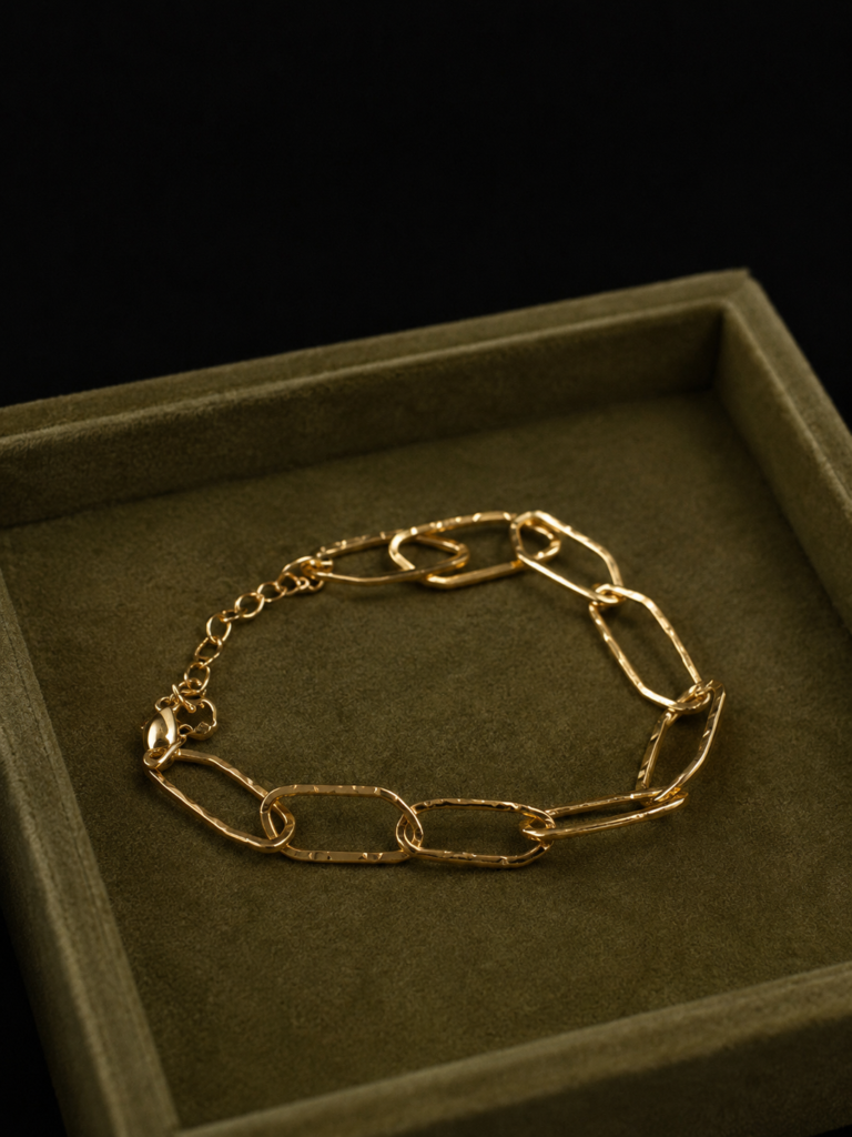 Pulsera Plata Baño Amarillo Eslabones