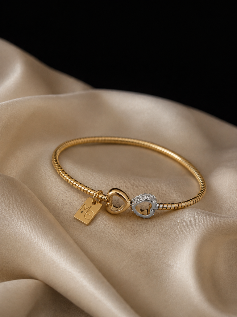 Pulsera/Esclava Plata Baño Amarillo Rigida Tope redondo Circones
