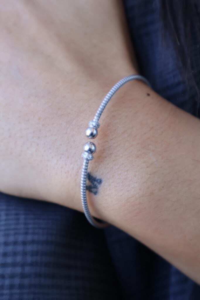 Pulsera/Esclava Plata Rigida Bolita Circones