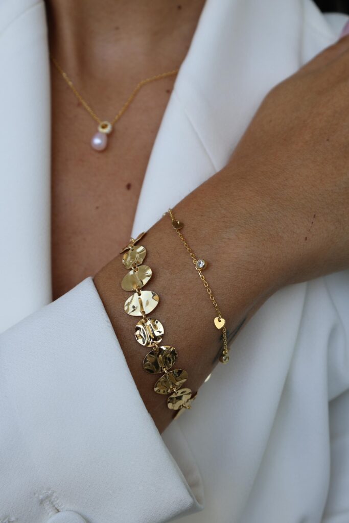 Pulsera Plata Baño Amarillo Ovalos