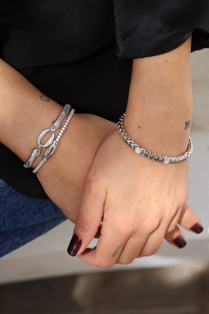 Esclava Tejida Plata con circones
