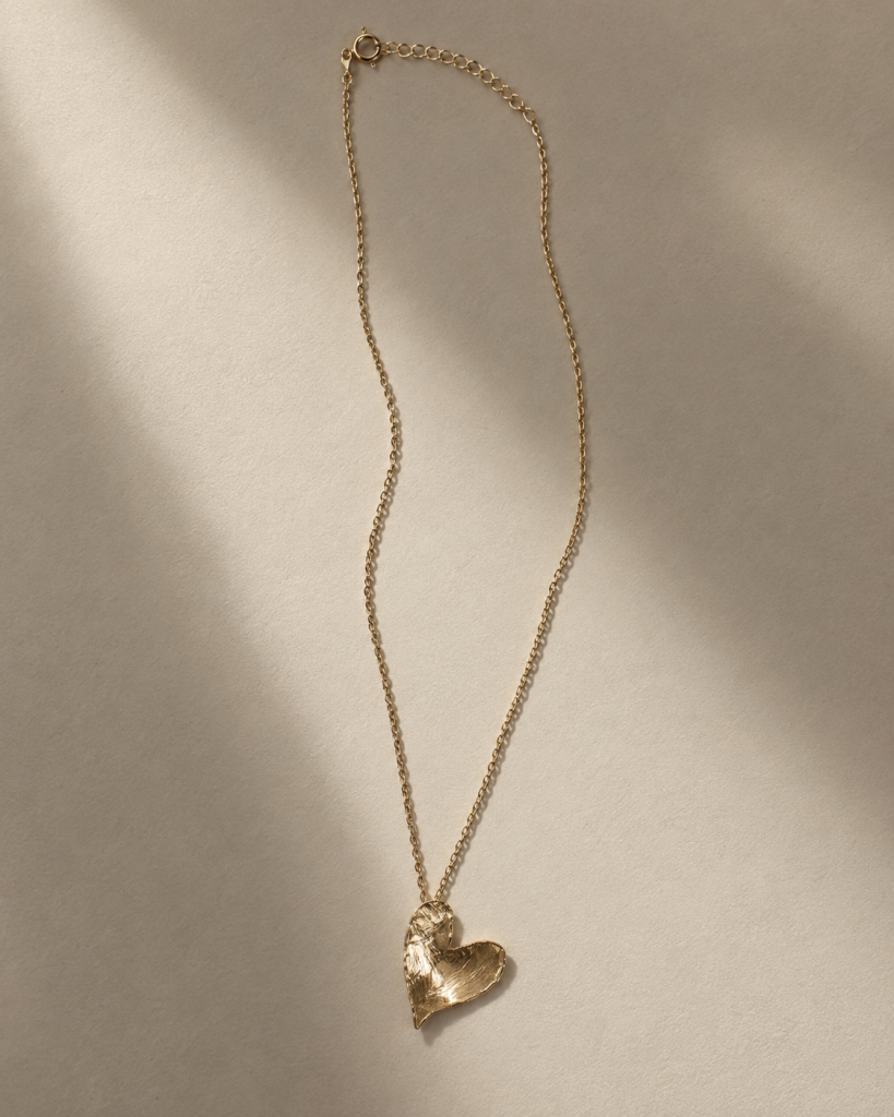 Collar Plata Baño Oro Corazón Amartelado
